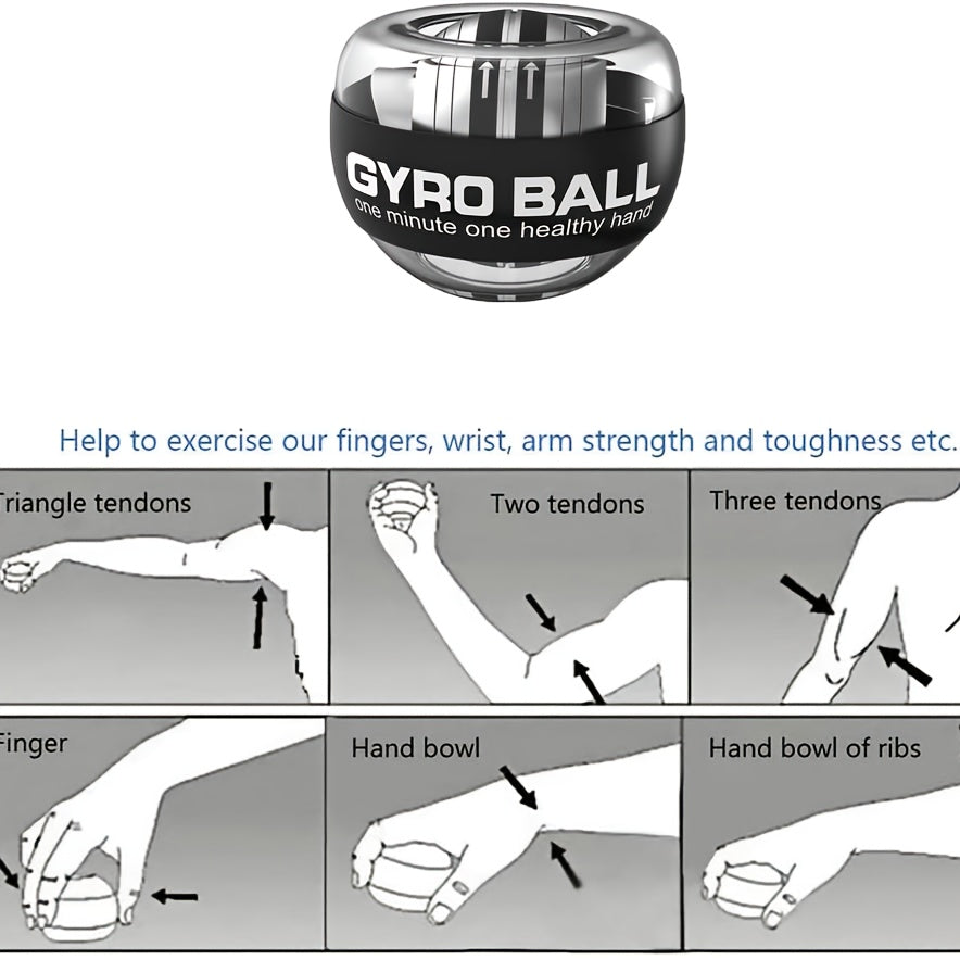 Gyroball, entraîneur de force pour poignets, bras et doigts, portable et durable, idéal pour les exercices musculaires et de rééducation.