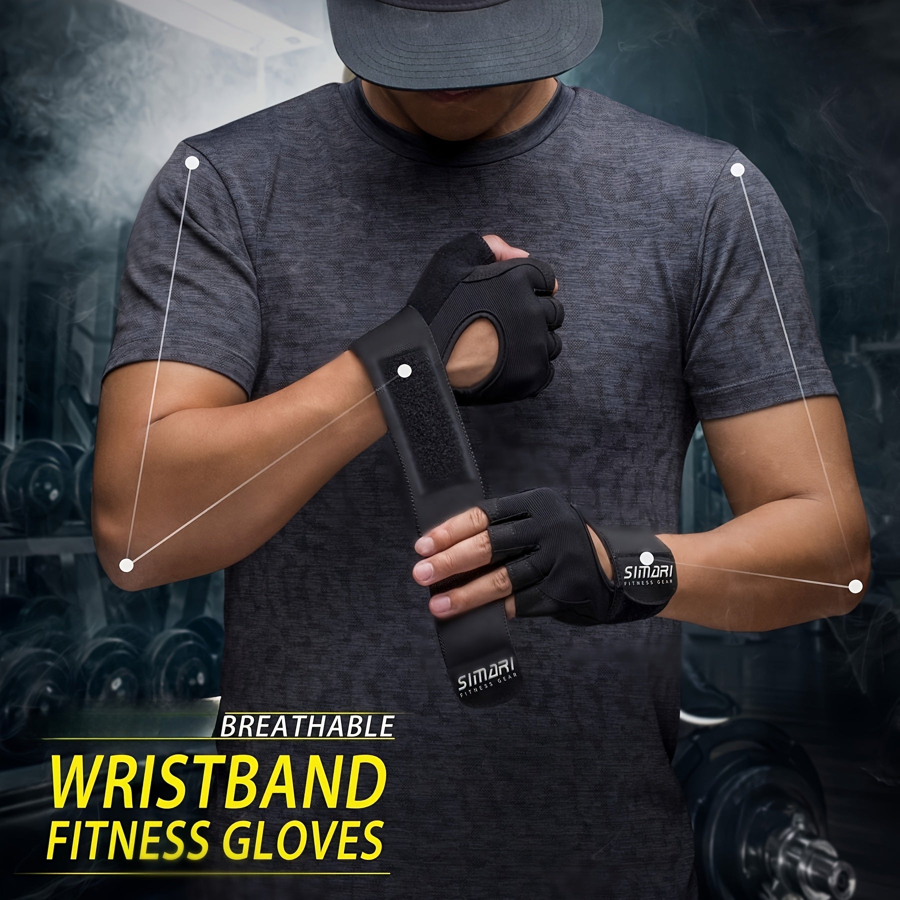Paire de gants de fitness avec support poignet et paume complète, offrant grip renforcé pour musculation, entraînement et sports indoor/outdoor.