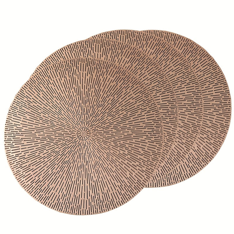 Lot 4/6 sets de sets de table ronds en vinyle, doré/argenté/rose, diamètre 38,1 cm, lavables et faciles à nettoyer, décoration table et fêtes.