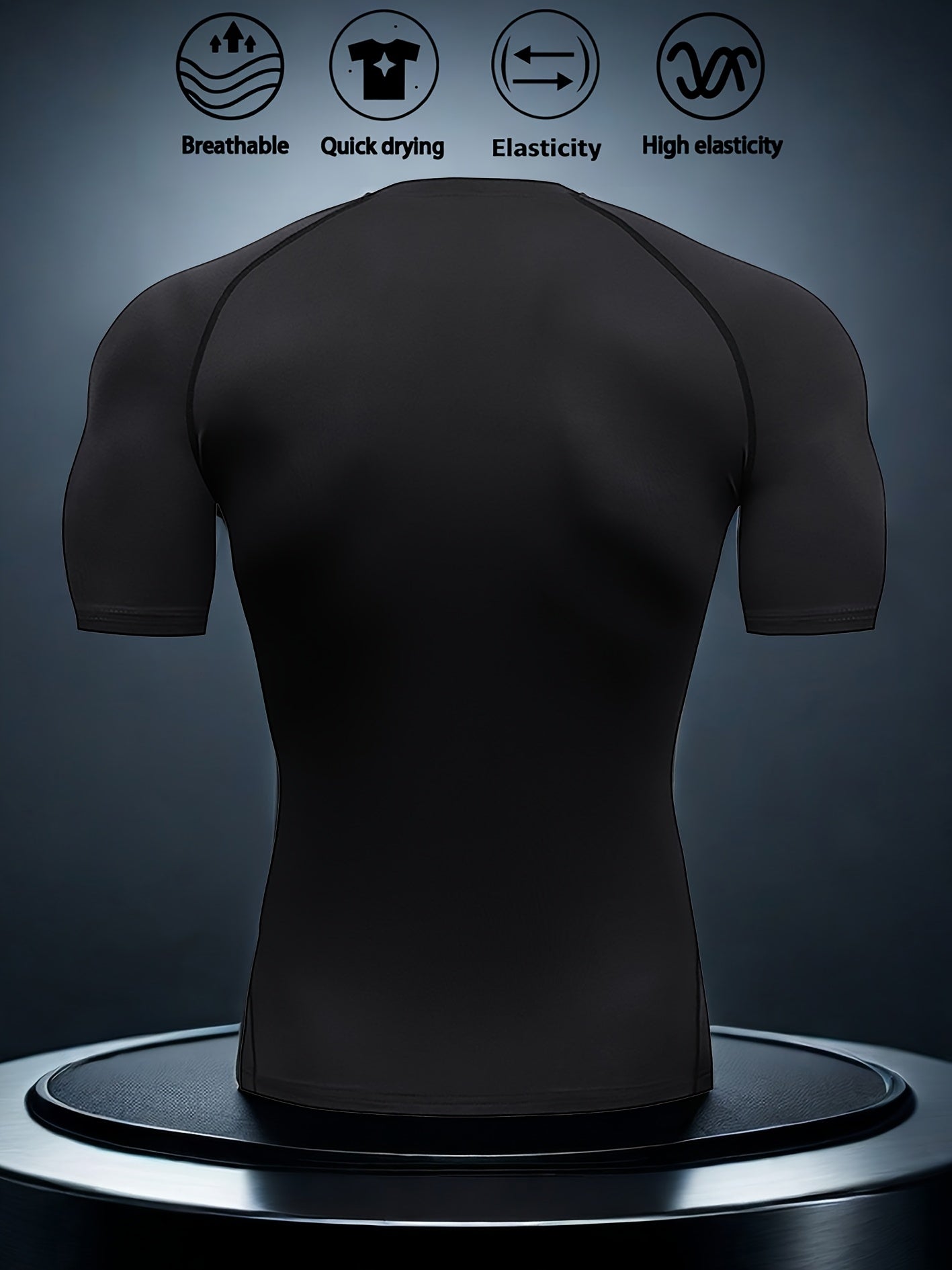 Men's Quick-Dry Compression T-Shirt - Moisture-Wicking Breathable Stretch Fabric, Graphic Print Muscle Design for Gym, Cycling, Boxing &amp; Training - High-Elasticity Slim Fit Athletic Shirt, Workout Shirt, Sports Apparel, Moder