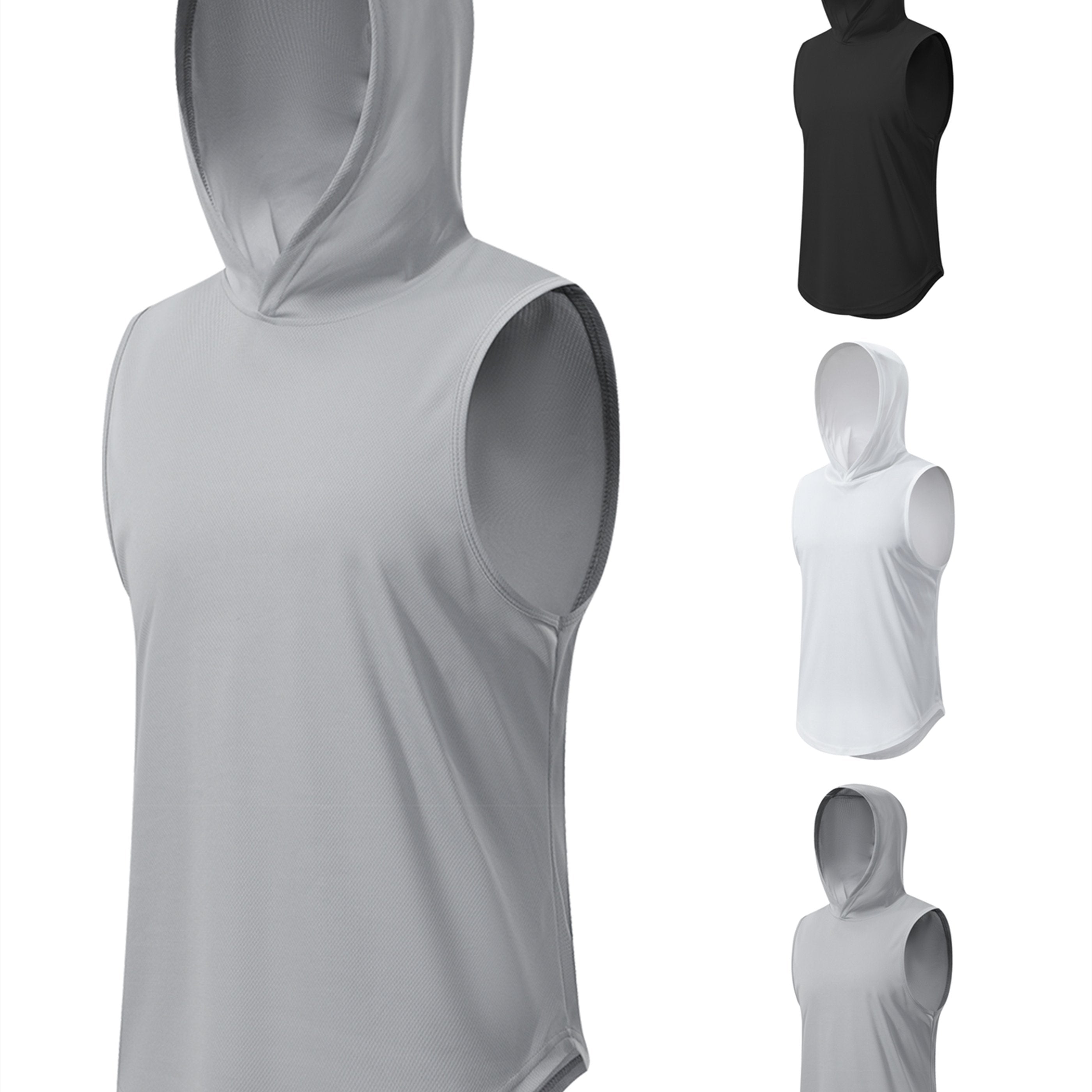 Veste sans manches homme à capuche, respirante, idéale pour course, entraînement et activités outdoor.