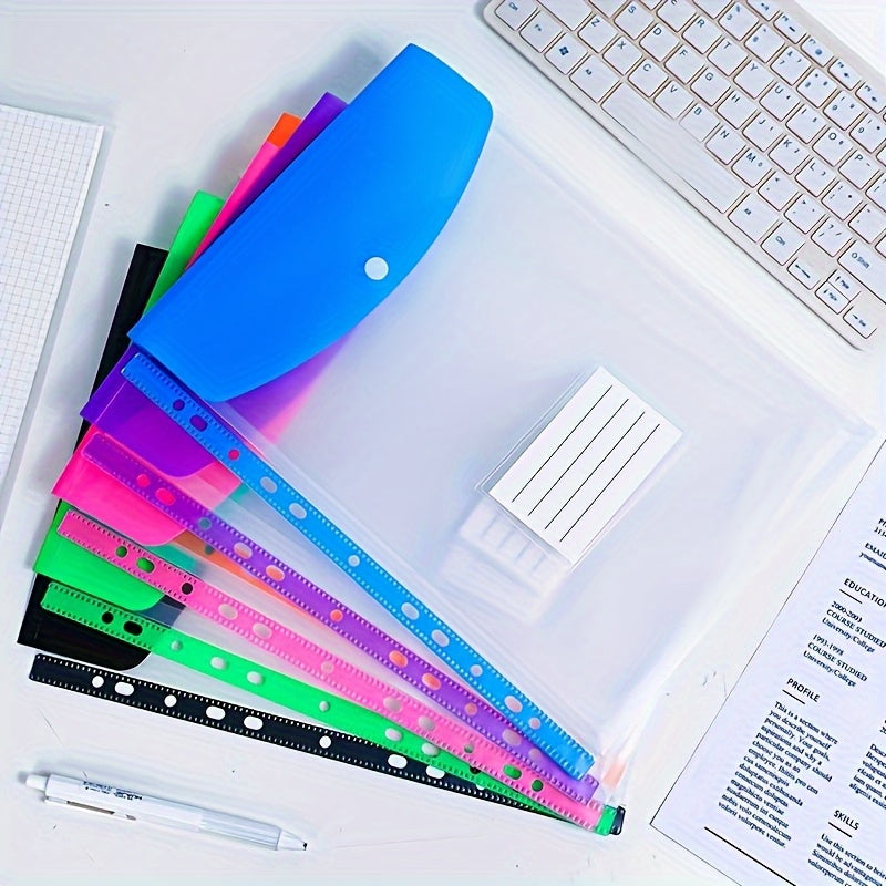 12-Pack LDQ A4 Expanding File Folders with Push-Button 11-Ring Binder Pockets - Heavy-Duty PP Plastic Document Organizer with Locking Mechanism, Vibrant Colors (,,,,,,,,,, Grey,) - Durable A4 Binder Organizers for School, Off