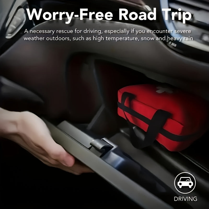 Deluxe 260pcs First Aid Kit - Essential Safety Supplies for Home, Outdoor Adventures &amp; Camping - Portable with Scissors, Bandages, Tweezers - Red, No Magnesium Rod/Flint