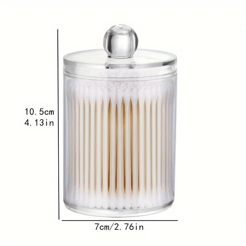 Boîte transparente en acrylique pour cotons-tiges, cure-dents ou médicaments, rangement pratique pour salle de bain et organisation cosmétique.