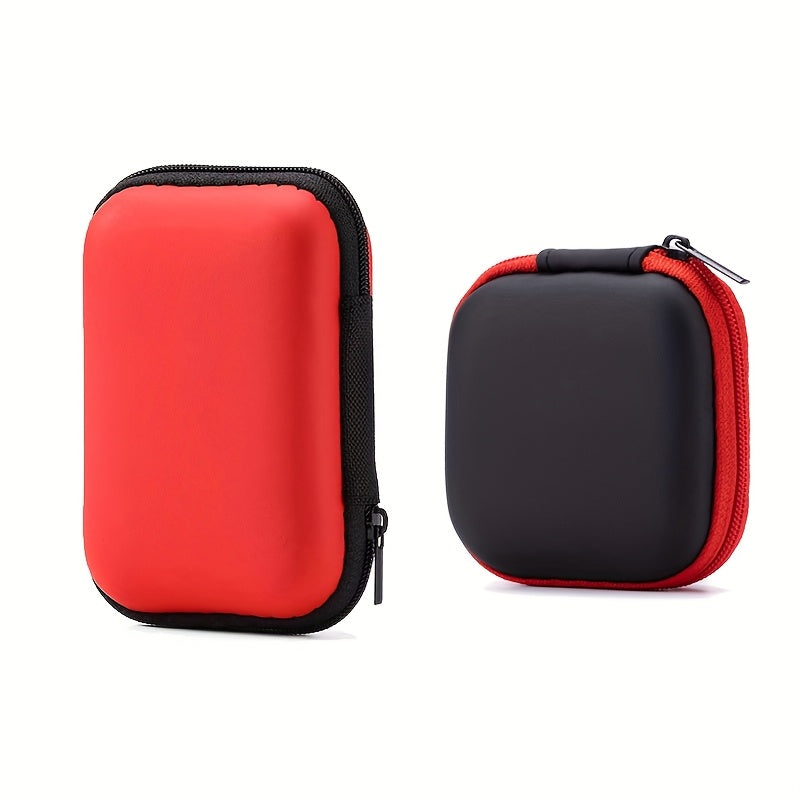 2pcs Multi-Color Zippered Pouches with Organizer Trays - Lightweight, Portable Case for Earphones, Chargers, Data Cables, Keys, Coins &amp; Jewelry - Durable EVA Material, Accessory Storage|Zippered Pouches|Zippered Organizer, Ca