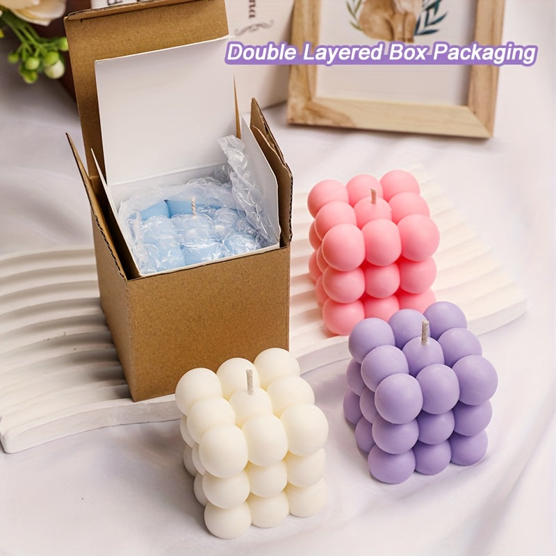 Bougie en forme de cube Décorative pour Noël, Saint-Valentin, diplômes ou anniversaires, parfaite comme cadeau pour amis, enseignants ou décoration maison.
