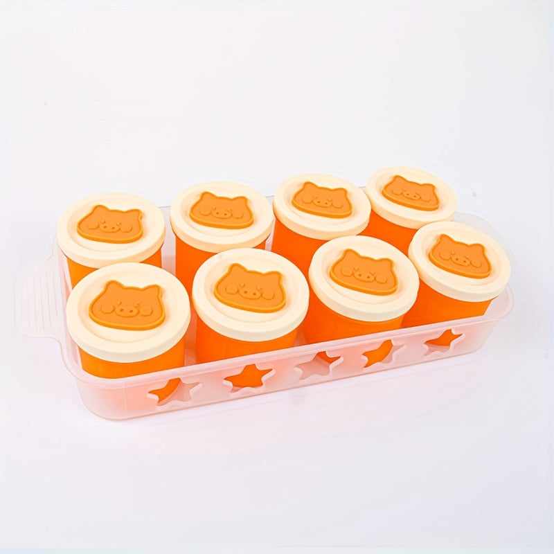 Frozen Food Storage Containers with Lids for Homemade Baby Purees, Vegetables &amp; Fruits, 8-Pack Mini Ice Tray Molds