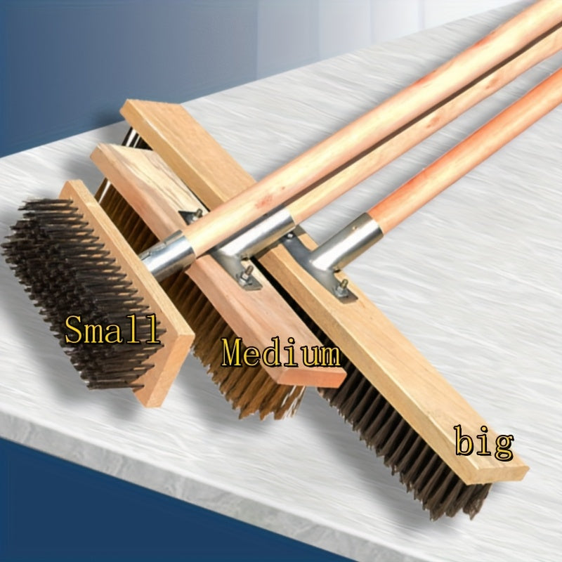 فرشاة أرضية وحدائق ذات شعيرات معدنية شديدة التحمل - مكنسة يدوية/حديدية متينة بشعيرات سلكية متينة لإزالة الطحالب والحطام والثلوج من الممرات والأرصفة والفناءات ومزاريب الأسطح - للاستخدام التجاري والسكني (لا حاجة إليها)