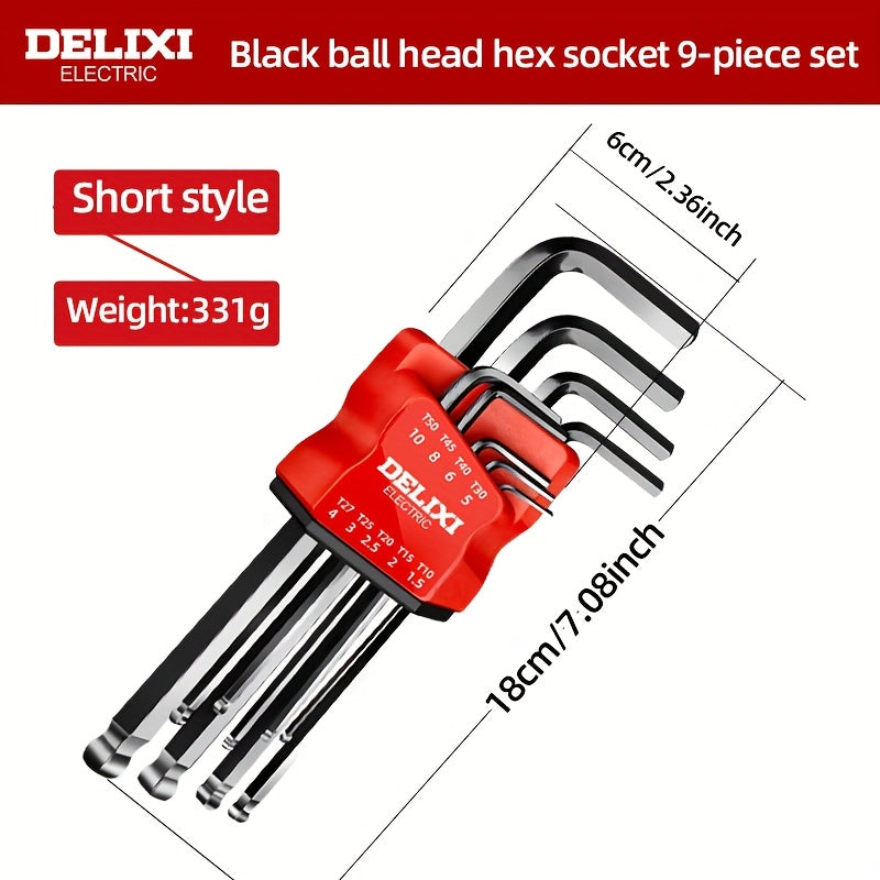 Extra-Long Arm Hex Wrench Set with Ball &amp; Torx Ends - Comfort Grip, Durable Metal for Bike Repair and DIY Projects, Hex Socket Set, Carefully Crafted