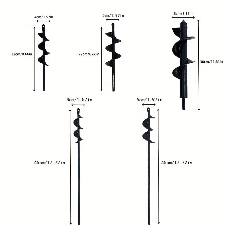 Heavy-Duty Spiral Drill Bit for Gardening &amp; Lawn Care - 3/8" Hex Shank, Sharp Blades, Ergonomic Handle, Multi-Size (3/4" to 2" Heads) for Digging, Sod, Weeding, Weed Removal, Garden Tool, Robust Construction, Durable Construc