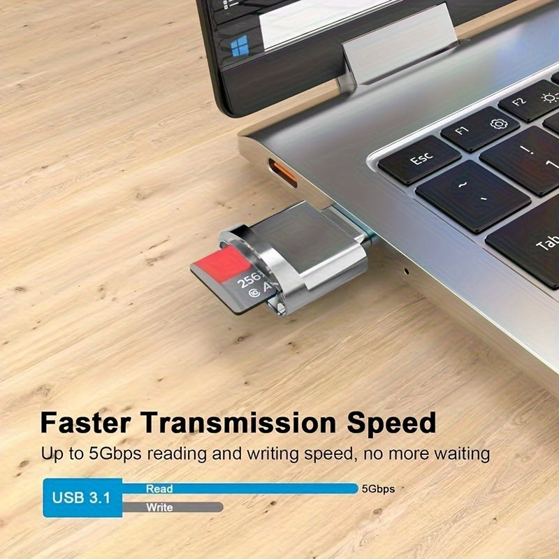 Adaptateur lecteur de cartes USB-C/USB-A vers Micro/SD/TF, haute vitesse, plug-and-play, pour MacBook, smartphones, tablettes et ordinateurs portables.