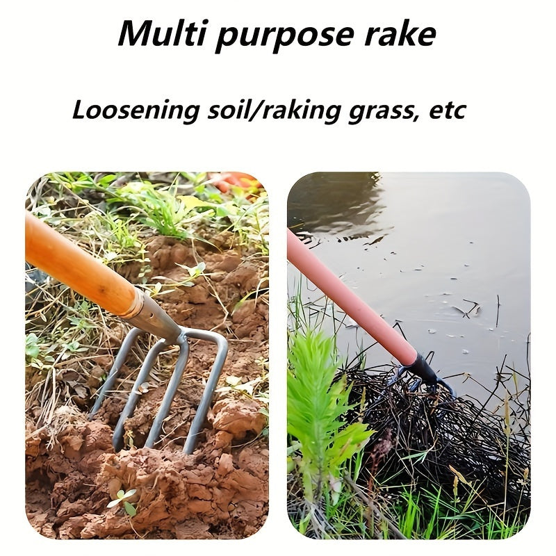 مجرفة فولاذية متينة رباعية الأسنان بدون مقبض، أداة يدوية متعددة الأغراض لإزالة الأعشاب الضارة والحفر والزراعة - مثالية للبطاطا الحلوة والفول السوداني - آلة حرث الحدائق المعدنية
