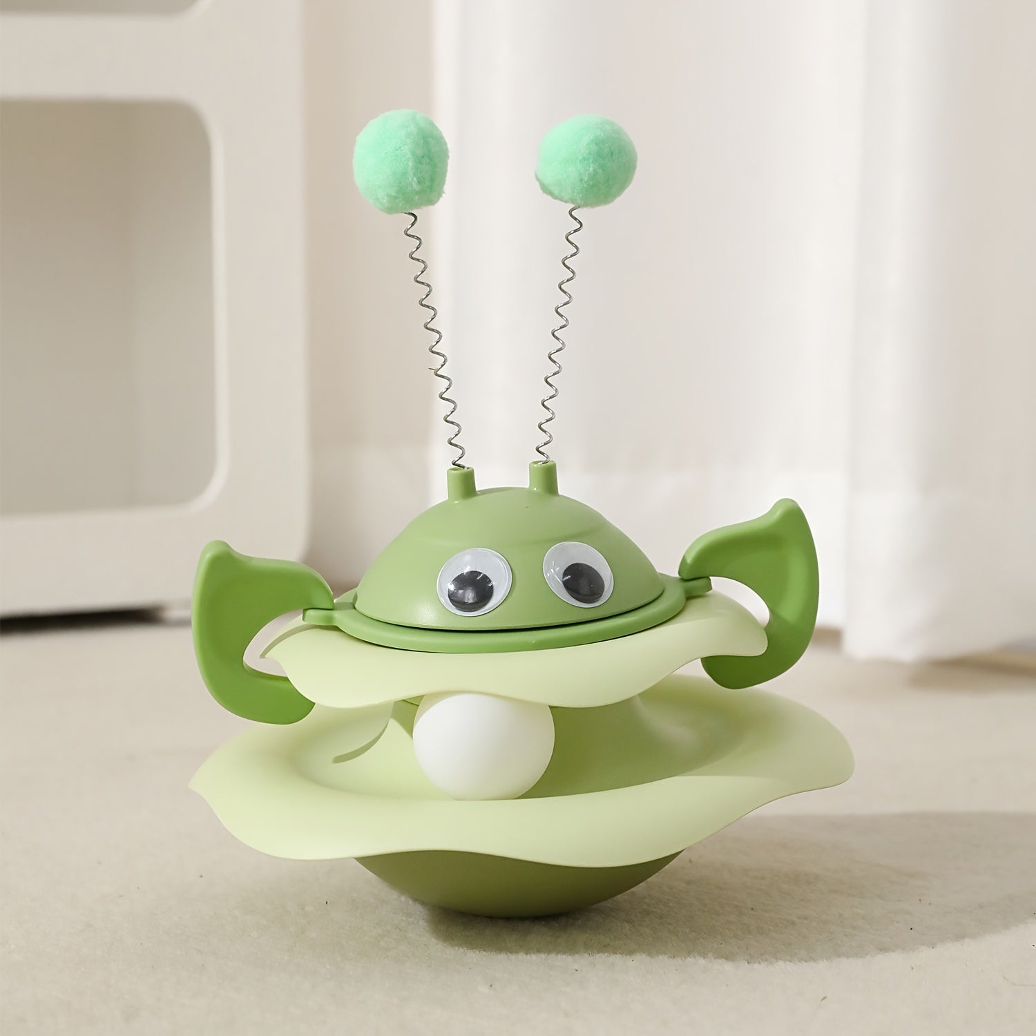 3-in-1 Interactive Cat Toy with Track Ball, Swing Ball &amp; Teaser Wand - Bee-Themed Tumbler Play Plate for Cats, Durable Plastic Design, No Batteries Needed, Fun Exercise &amp; Entertainment for Indoor Cats, Pet Engagement Toy | be