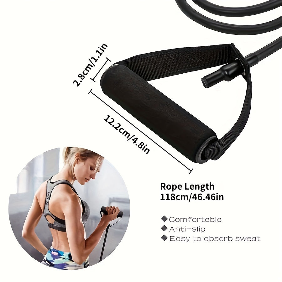 1pc 5 Levels Yoga Resistance Bands With Handles, Fitness Stretching Rope, For Home Workouts And Strength Training, Pilates, Body Shaping