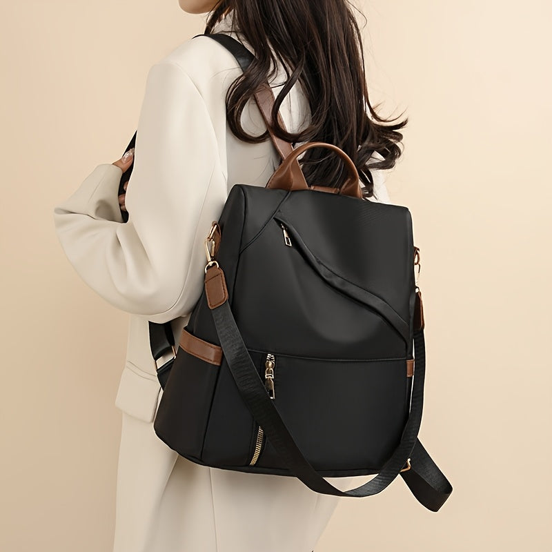 Women's Large Capacity Soft Backpack with Nylon - / Solid Color Bookbag, Commuter, Travel &amp; Laptop Carrier (Zipper Closure, Practical Pockets)