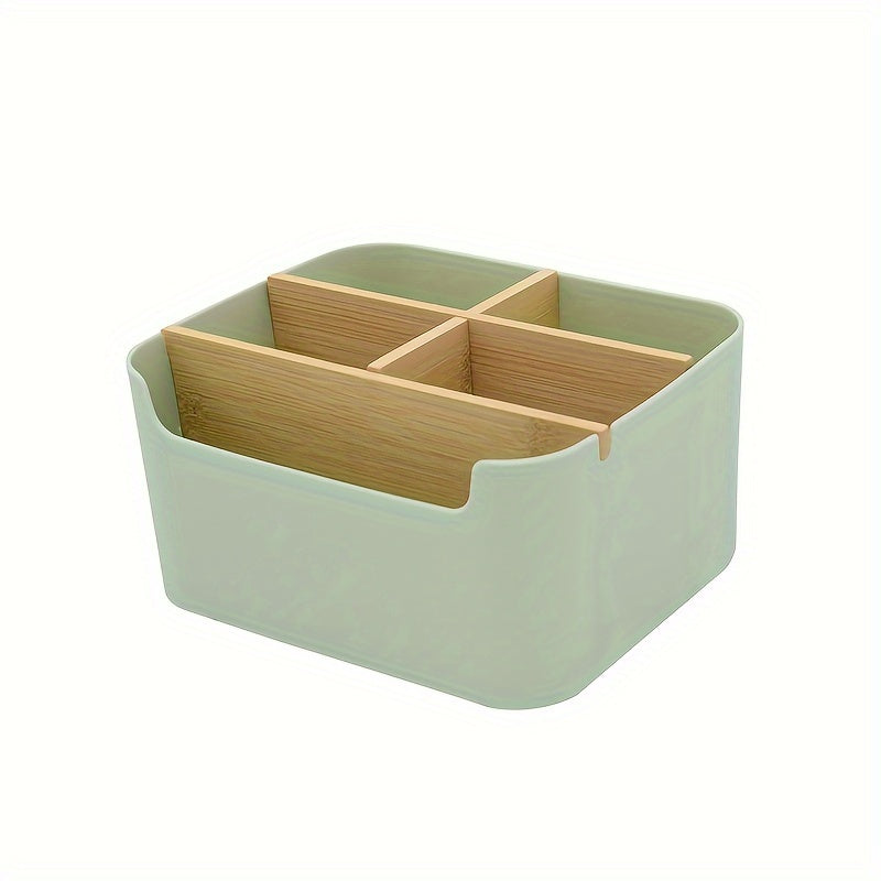 5-Compartment Bamboo Organizer: Multipurpose, Portable Desk & Home Storage – Easy Tension-Mount Design
