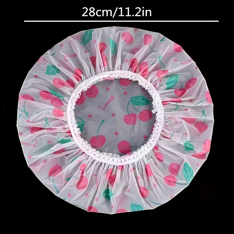 6pcs Adjustable Printed Shower Caps, High Quality, Reusable, with Elastic Band, for Women's Spa Salon, Beauty Treatment, Fashionable Bath Accessory, Trendy Spa Wear, Soft Fabric, Reusable Material, Multipack Caps, Women'S S