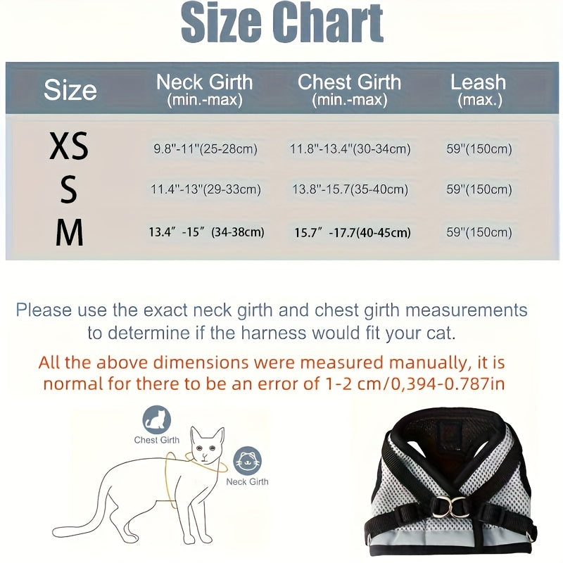 -Escape Pet Harness & Leash System with Vest - Heavy-Duty, No-Choke Design, -Pull Dog & Cat Harness, Escape-Proof Leash, Machine Washable for Large/Small Dogs & Cats - Walking, Training, Use - Compatible with Harnesses & Coll
