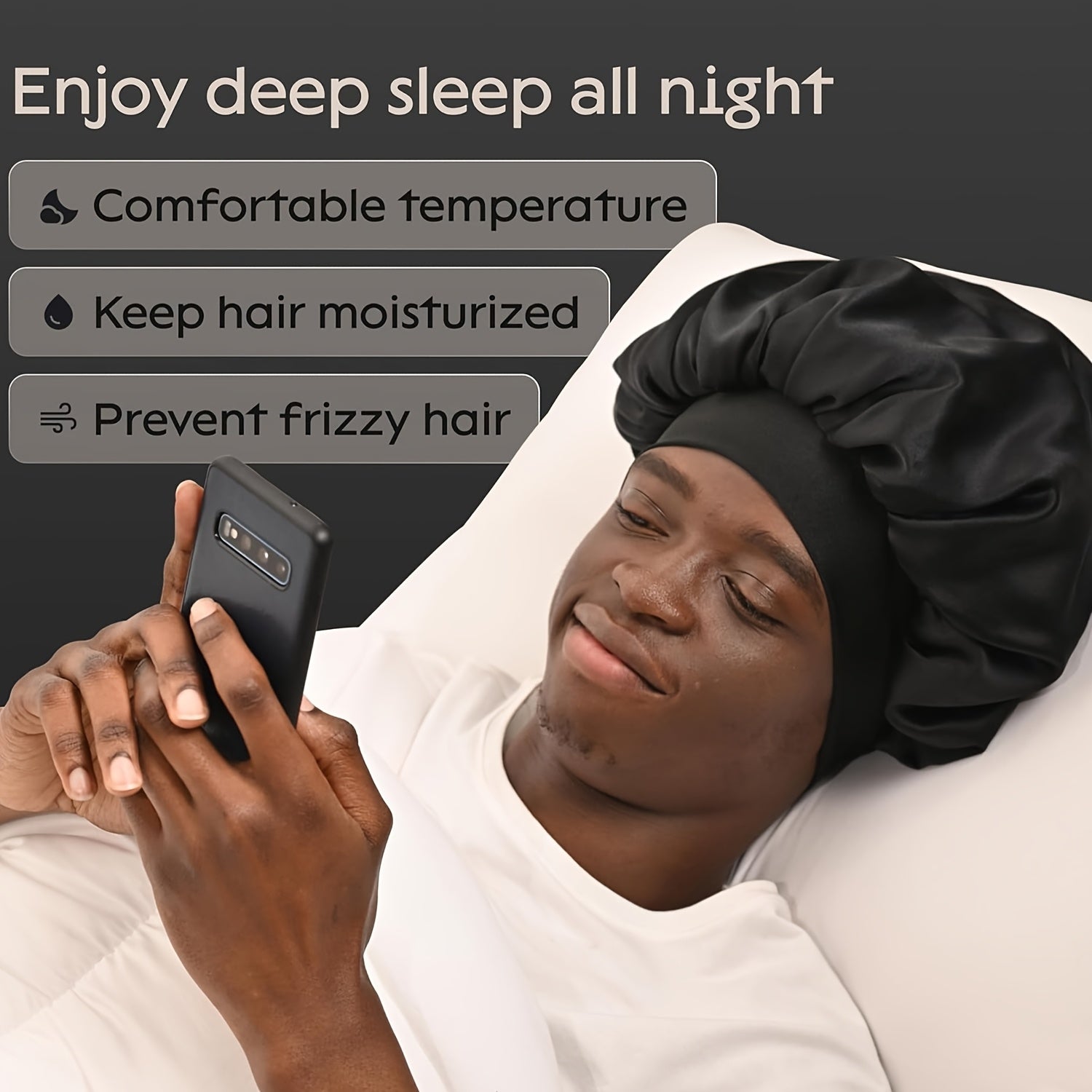 6pcs Men'S Elastic Beanies | Soft and Comfortable Fit, Hair Care Cap, Multiple Colors, Sleeping Cap, Polyester, Unscented - AWEGEO.