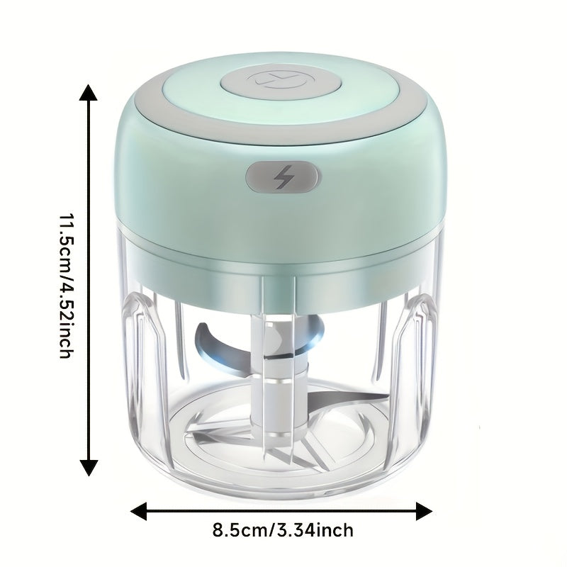Mini robot culinaire 250 ml avec 3 lames en acier inoxydable, hache viande, légumes et fruits, compact, électrique, pratique pour préparation repas maison.