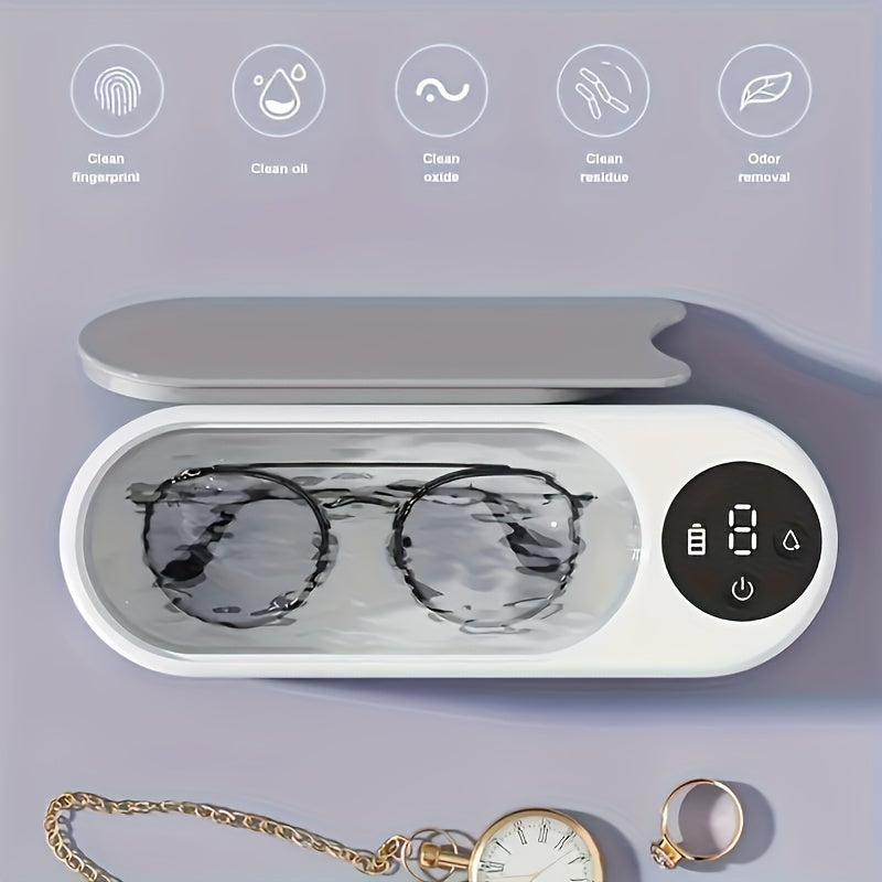 Machine de nettoyage multifonction portable, rechargeable USB, vibration haute fréquence, idéale pour bijoux, lunettes, montres et usage domestique.