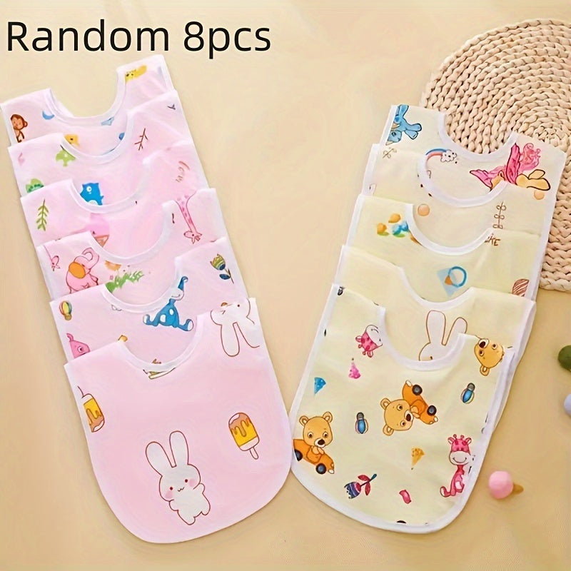 Lot aléatoire de 8 ou 10 bavoirs en velours cristal, rose et bleu, en U avec poche, idéal pour repas bébé.