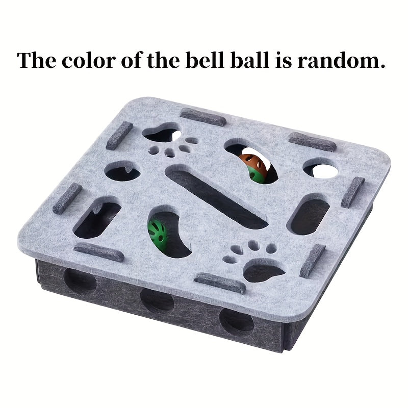 Interactive Cat Toy with Maze Tunnel &amp; Bell Ball - Durable Felt Material, No Batteries Needed, Geometric Design for Indoor Cats, Mental Stimulation &amp; Exercise, All Breeds &amp; Sizes, Cat Toy Interactive, Playful Design, Sturdy C