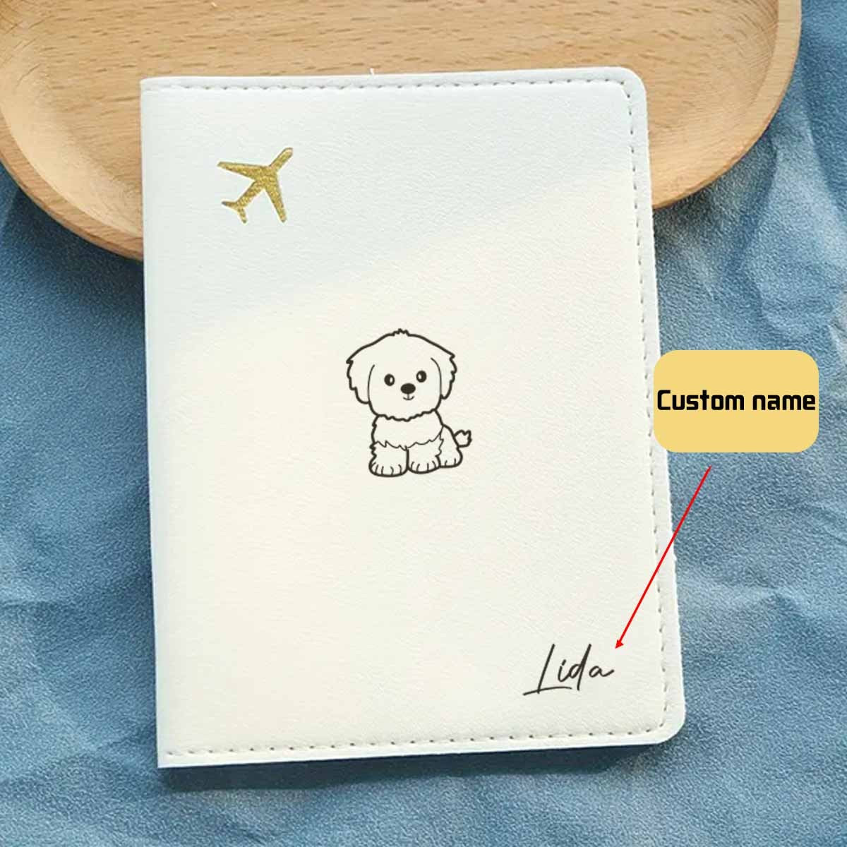 1pc of Personalized Passport Book Featuring a Stylish Dog Design, Along with a Minimalist Airplane Passport Tag, Perfect for Travel. This Fashionable Passport Holder Is Ideal for Business Trips And Organizing Travel Documents