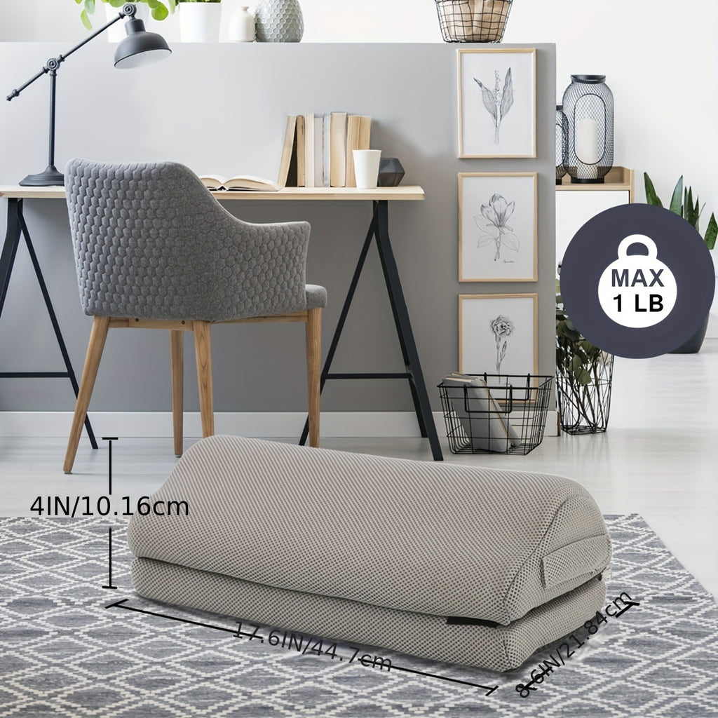 Repose-pieds polyvalent pour bureau, maison ou voiture, assise confortable, hauteur réglable, housse lavable, ergonomique et pratique pour soulager jambes et dos.