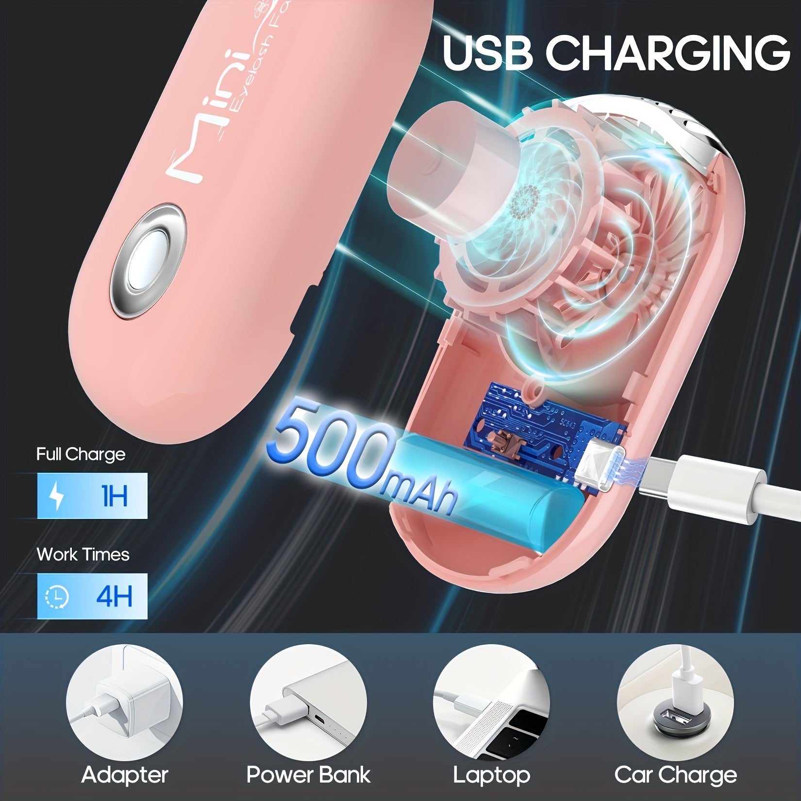 AORAEM Handheld Eyelash Dryer - Portable 3-Speed ​​Lash Blower with, 4-5H Runtime, Lash Dryer for Eyelash Extensions, Makeup &amp; Sensitive Beige, -C (No Airplane Mode)