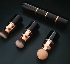 Set professionnel 3-en-1 de pinceaux maquillage, poils nylon, manches ABS, sans huile, adapté à tous types de peau, idéal voyage.