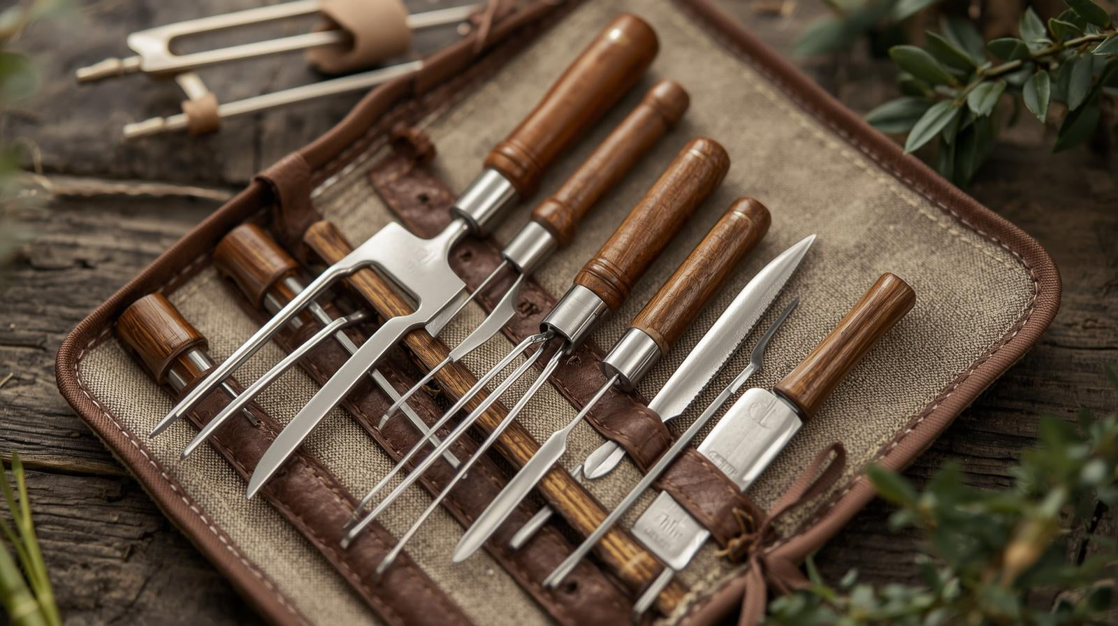 13PCS Mini Garden Hand Tools Set - Metal &amp; Wood Transplanting Shovel Kit with Fabric Pouch for Outdoor Bonsai Planting - Manual Use without Electricity