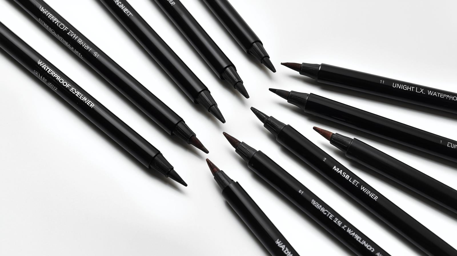 Lot de 12 eyeliners waterproof Tenue longue durée, tracé net sans bavure, parfait en voyage, idéal pour débutants et passionnés de maquillage.