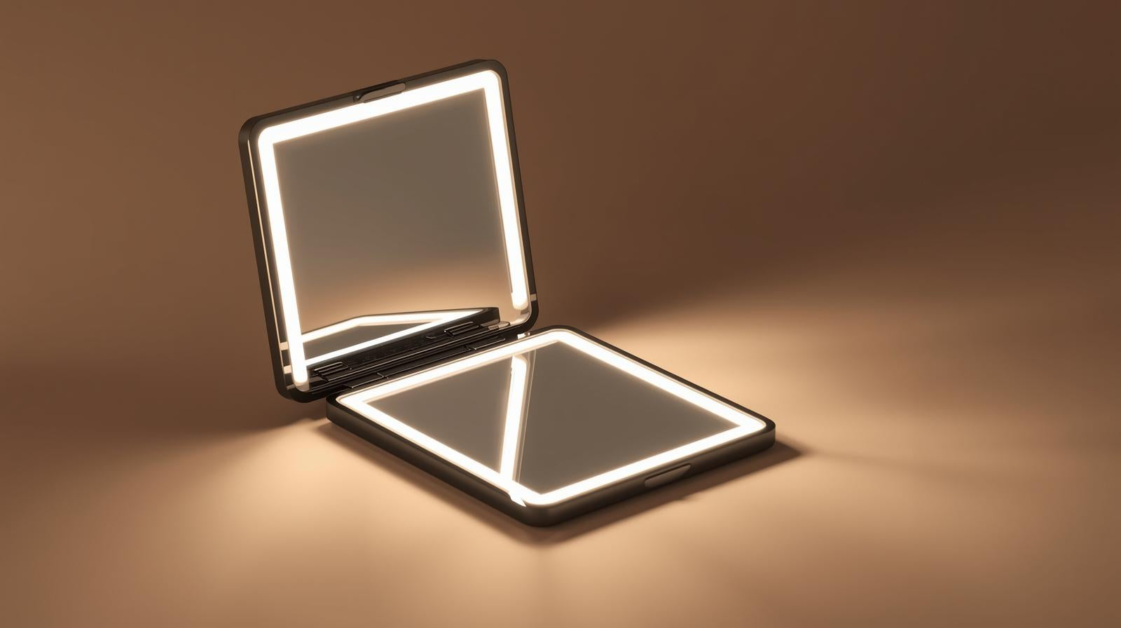 Mini Ultra-Thin LED Pocket Mirror with 2X Magnification &amp; 3-Color (/Daylight/Warm Glow) - Portable Makeup Mirror for Women &amp;, Smart Dimmer Control, Compact Gift for On-the-Go Beauty