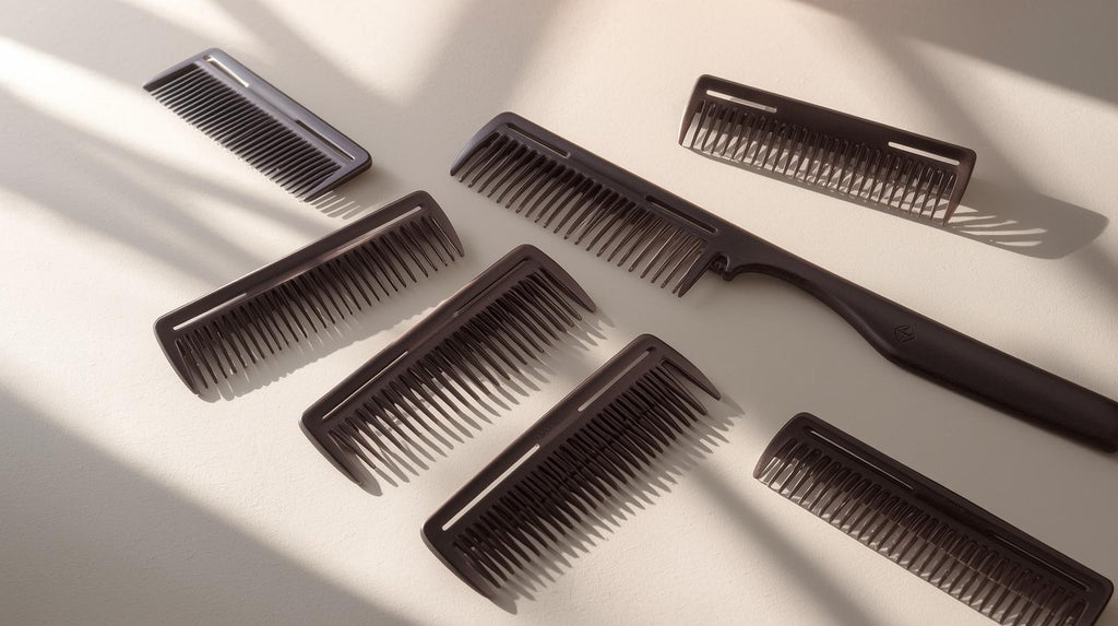 Set de 6 peignes anti-statiques, démêleurs portables, parfaits pour soins capillaires à domicile ou en salon de coiffure.