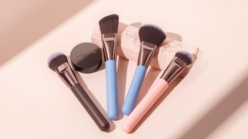 Hypoallergenic Polyester Bristle Makeup Brush Set, Wand Form Eye Shadow, Powder &amp; Brow Brushes, ABS Handle, For Normal Skin - Portable Travel Kit (1 Set)