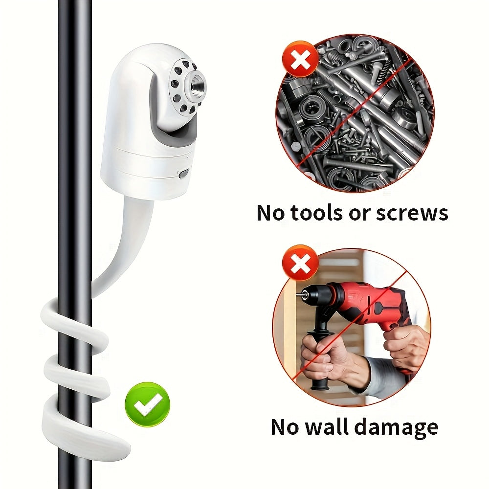 Support de caméra flexible réglable, compatible babyphones et caméras d’intérieur, installation sans perçage, design simple en ABS.