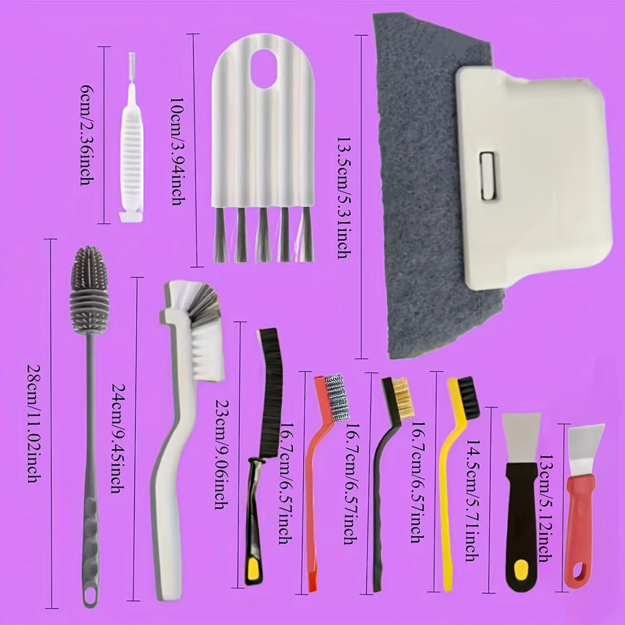 Lot de 22 brosses de nettoyage pour espaces étroits, idéal pour bouteilles, gobelets, salle de bain, toilettes et fenêtres, poils durables et manches longs.