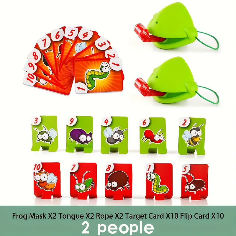 Frog Tongue Catching Game - Family-Friendly Interactive Board Game with Colorful Bug Cards - Greedy Lizard Action for Ages 3-8, Plastic, No Batteries Required for Halloween, Christmas Event &amp; Party Supplies