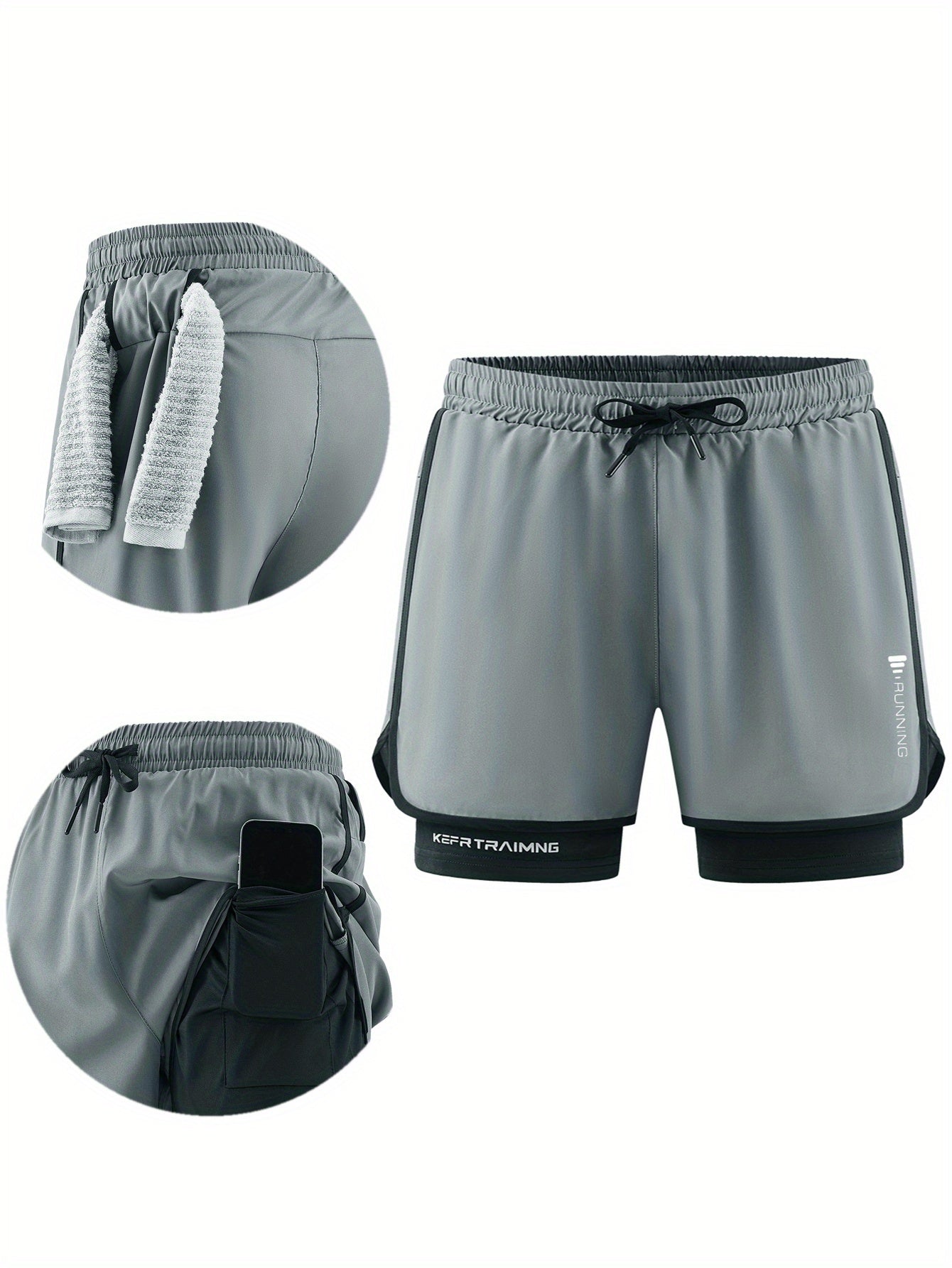 Shorts hommes sports, ¾ longueur, taille élastique avec cordon, poches latérales, tissu respirant et anti-humidité, coupe ample, idéal sport et loisirs.