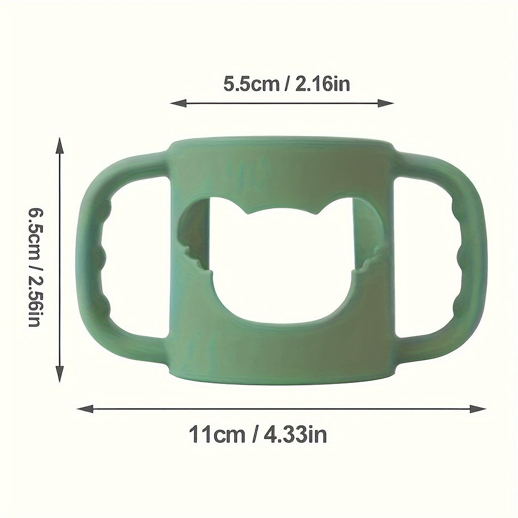 Poignée en silicone pour biberon bébé, motif cartoon, souple et élastique, compatible avec la plupart des col de bouteilles.