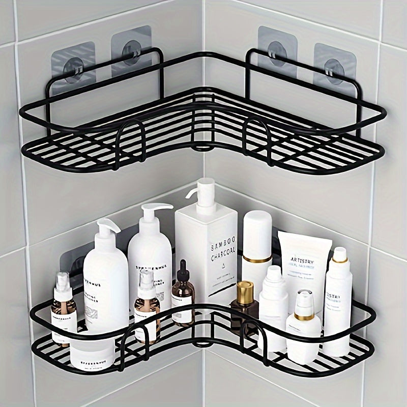 Étagère d’angle pour douche, murale et anti-rouille, idéale pour ranger shampoing, tonique et cosmétiques dans la salle de bain.