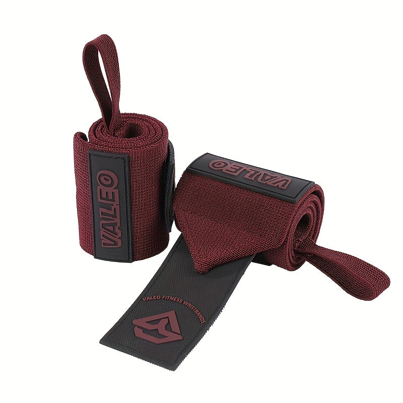 Paire de bandes élastiques VALEO pour musculation, avec boucle pouce et boucles ajustables, offrant un soutien renforcé pour soulevé de terre et powerlifting.