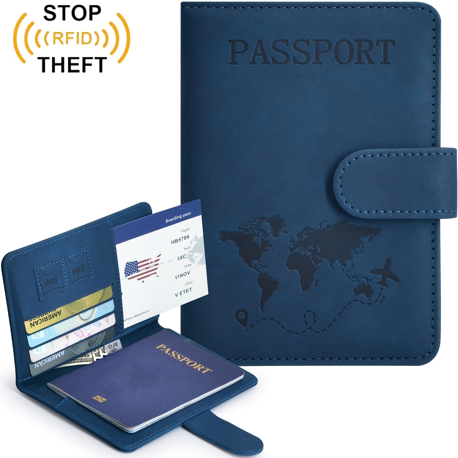Porte-passeport élégant et pratique Protège vos documents de voyage, compact et facile à transporter, parfait pour déplacements et voyages internationaux.