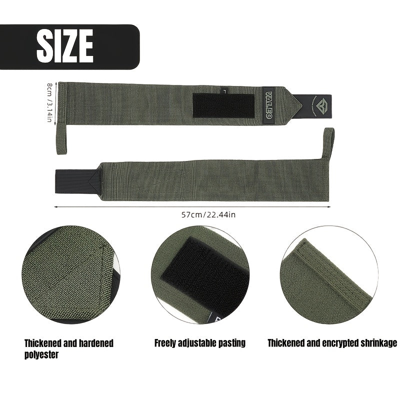 Paire de bandes élastiques VALEO pour musculation, avec boucle pouce et boucles ajustables, offrant un soutien renforcé pour soulevé de terre et powerlifting.