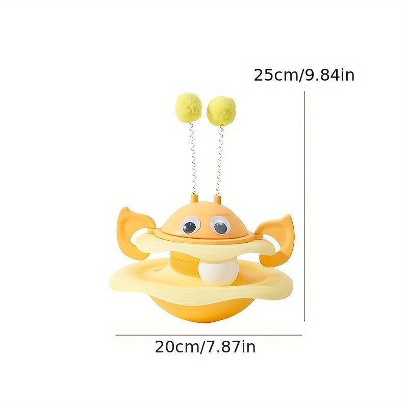 3-in-1 Interactive Cat Toy with Track Ball, Swing Ball &amp; Teaser Wand - Bee-Themed Tumbler Play Plate for Cats, Durable Plastic Design, No Batteries Needed, Fun Exercise &amp; Entertainment for Indoor Cats, Pet Engagement Toy | be