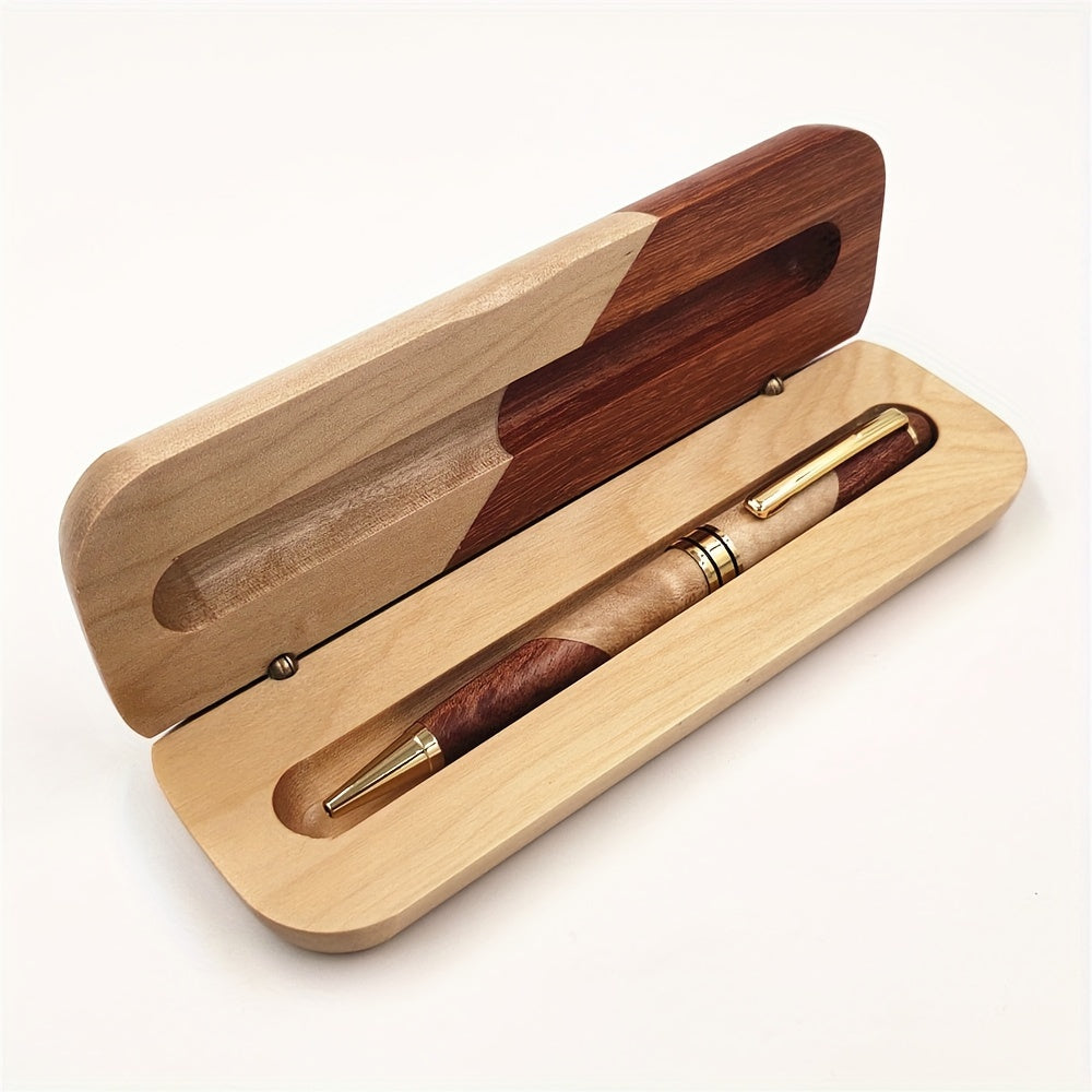 Luxury Handcrafted Wooden Ballpoint Pen Set with Display Case - Elegant Gift for Men &amp; Women, Premium Writing Instrument with Twist Closure