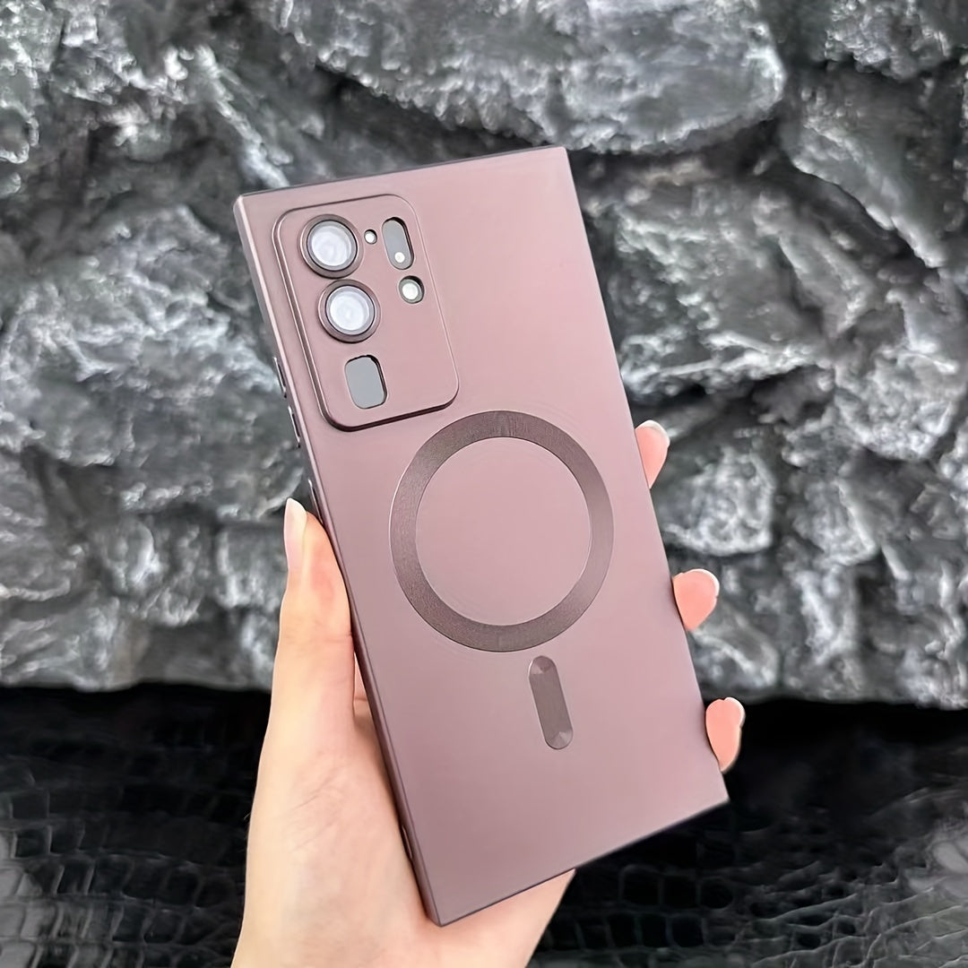 Coque transparente plaquée compatible charge magnétique sans fil, antichoc, pour Samsung Galaxy S20 à S23, offrant protection et style épuré.