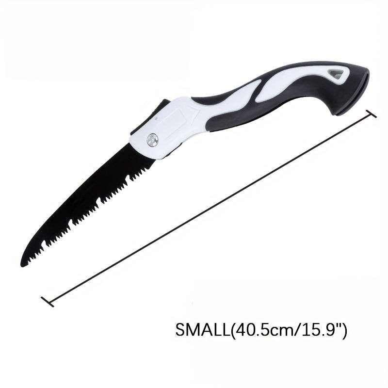 Scie pliante portable, coupe rapide et économique en effort, légère et compacte, idéale pour jardinage, bricolage et activités de plein air.