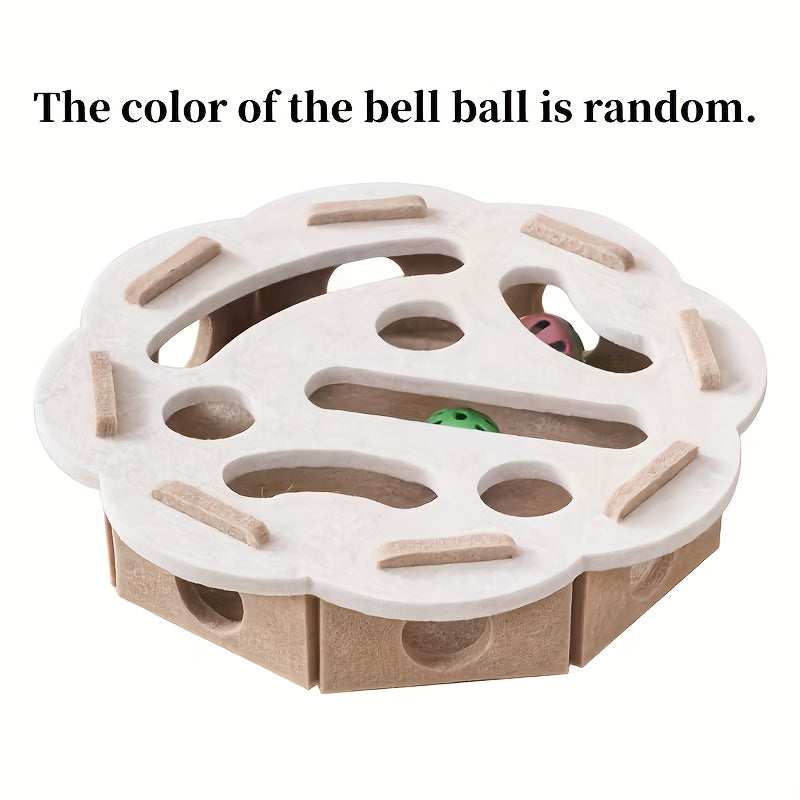 Interactive Cat Toy with Maze Tunnel &amp; Bell Ball - Durable Felt Material, No Batteries Needed, Geometric Design for Indoor Cats, Mental Stimulation &amp; Exercise, All Breeds &amp; Sizes, Cat Toy Interactive, Playful Design, Sturdy C
